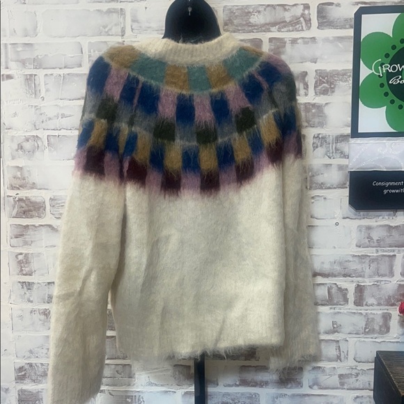 Madewell Cream and Blue Crew Neck Sweater medium - Picture 7 of 7